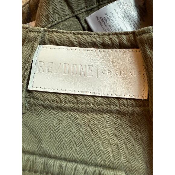 Re/Done Womens 50s Military Shorts Button Fly Olive Green 24 - Picture 6 of 8